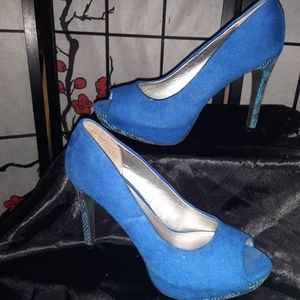 Electric Blue Velvety Heels